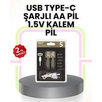 Tekrar Şarj Edilebilir Aa Usb Type-c Pil | 1000+ Döngü | 1.5v Sabit Voltaj