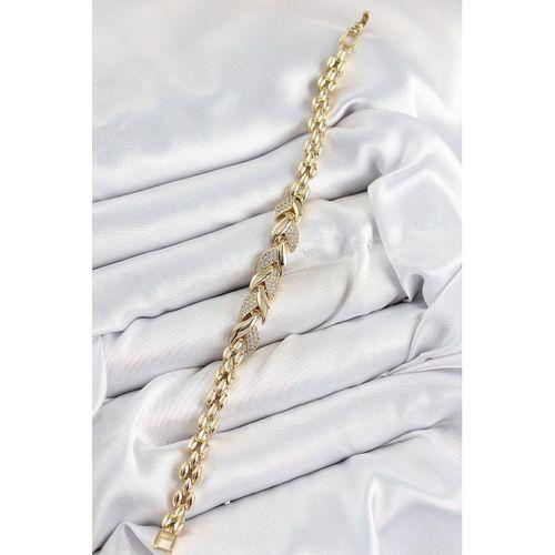 Pirinç Zirkon Taşlı Balık Kuyruğu Model Gold Renk Kadın Bileklik