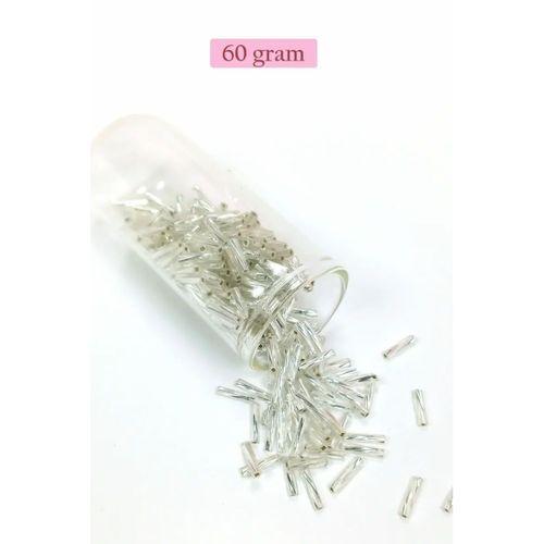 Uzun Boru Kesme Boncuk Çap 2mm Uzunluk 10 mm - 60 Gram - Parlak Gümüş - BNC296