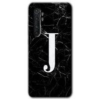Xiaomi Mi Note 10 Lite Kılıf HD Desen Baskılı Arka Kapak - Siyah Mermer Desenli J Harfi