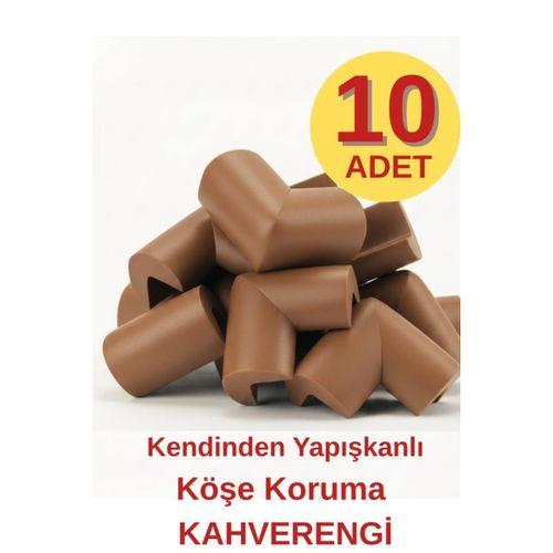 Kendinden Yapışkanlı 10 Adet Kahverengi Bebek Çocuk Köşe Koruma Masa Sehpa Mobilya Darbe Koruyucu