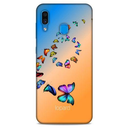 Samsung Galaxy A30 Kılıf Kelebek Etkisi (49) Ultra Silikon Kılıf Şeker Pembe Mavi