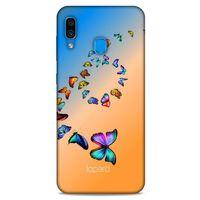 Samsung Galaxy A30 Kılıf Kelebek Etkisi (49) Ultra Silikon Kılıf Şeker Pembe Mavi