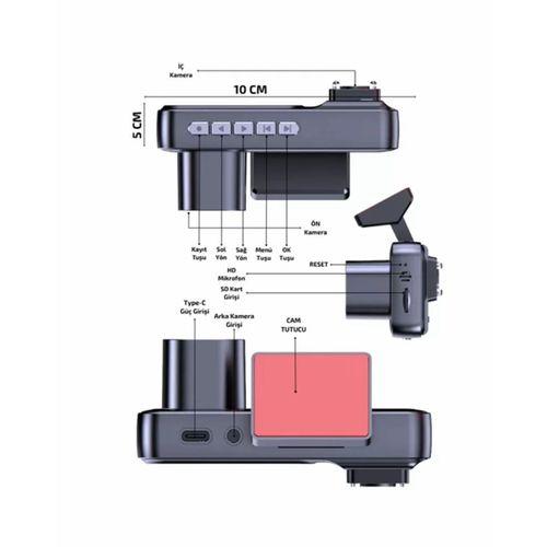 Tam Kapsamlı Araç Güvenliği: 3 Kameralı Full Hd Kayıt Sistemi İle Ön, İç Ve Arka Görüş
