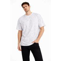 Erkek Asit Yıkama Bisiklet Yaka Kısa Kollu Oversize T-Shirt Tişört - Beyaz