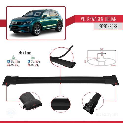Volkswagen Tiguan 2020-2023 Arası ile Uyumlu FLY Model Ara Atkı Tavan Barı SİYAH 3 ADET BAR