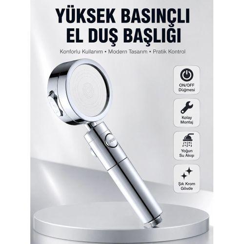 Kolay Montajlı 3 Modlu Yüksek Basınç Duş Başlığı