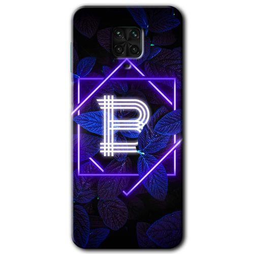Redmi Note 9s Kılıf HD Desen Baskılı Arka Kapak - Dark Neon Yaprak B Harfi