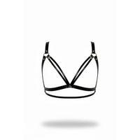 Siyah Göğüs Harness Suni Deri Halkalı Vücut Aksesuarı - Brf238