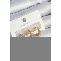 Pirinç Zirkon Taşlı Yıldız Model Gold Renk 3'lü Çift Kadın Küpe Set