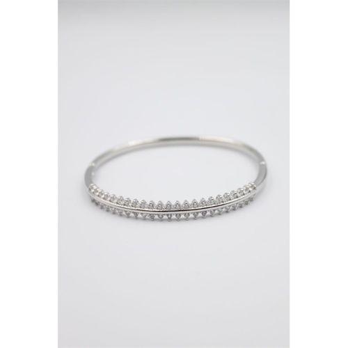 Taşlı Vip Bilezik - Gümüş