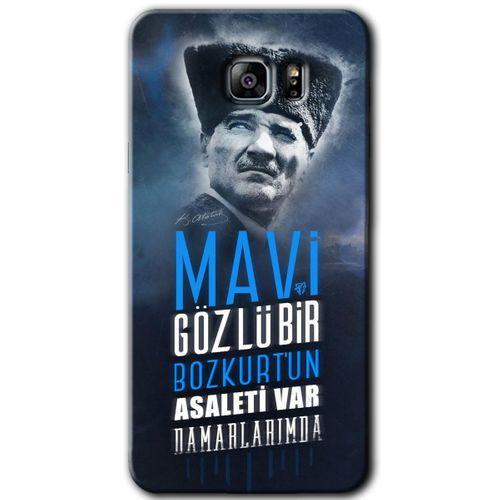 Samsung Galaxy Note 5 Kılıf HD Desen Baskılı Arka Kapak + Temperli Cam - Bozkurt Atatürk