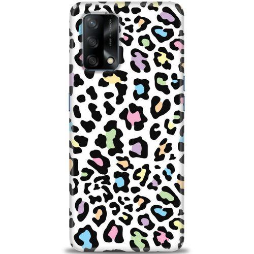 Oppo A74 Kılıf HD Baskılı Kılıf - Renkli Leopar + Tam Ekran Koruyucu