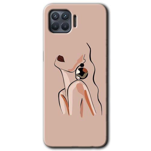 Oppo Reno 4 Lite Kılıf HD Desen Baskılı Arka Kapak + Temperli Cam - Çizim Silüet