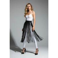 Siyah Etek Deri Uzun İnce Şerit Detaylı Etek - Brf1090