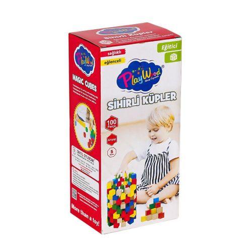 ONY-359 Ahşap Sihirli Küpler 100 Parça -Onyıl Oyuncak
