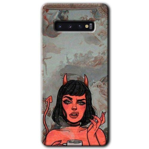 Samsung Galaxy S10 HD Baskılı Kılıf + 9D Tam Ekran Koruyucu - Devil Girl