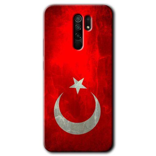 Redmi 9 Kılıf HD Desen Baskılı Arka Kapak - Albayrak + Kırılmaz Cam