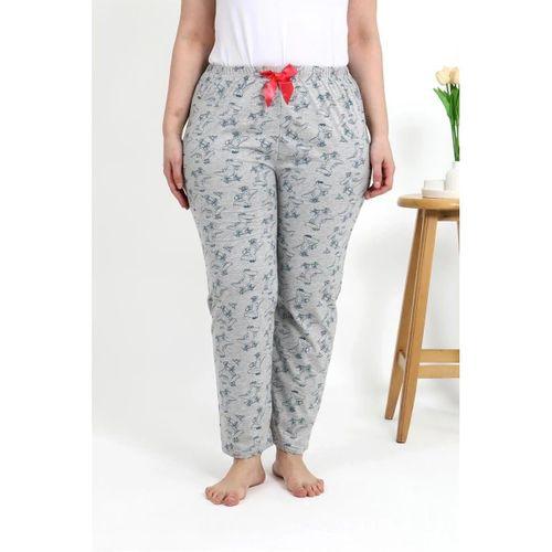 Kadın Pamuklu Büyük Beden Alt Pijama Gri