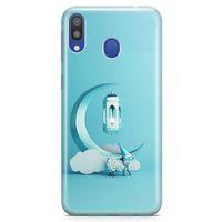 Samsung Galaxy M20 Kılıf Masa Lambası Mavi Arka Kapak Koruma Desenli Full Koruyucu