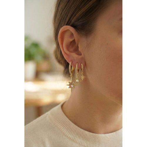 3 lü Set Küpe Gold Renk Kutup Yıldızı Model