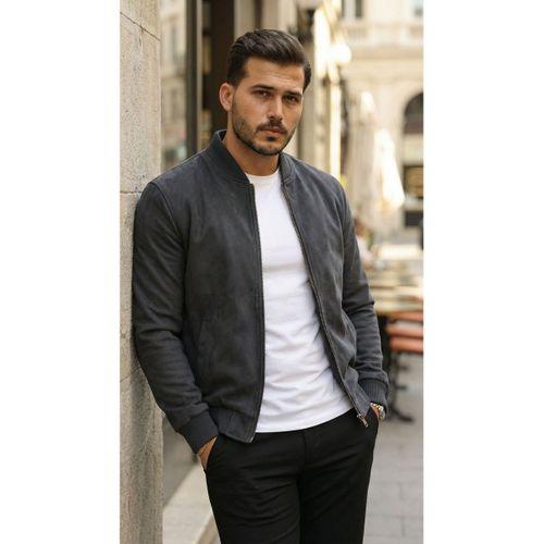 Erkek önden Fermuarlı Içi Astarlı Süet Ceket