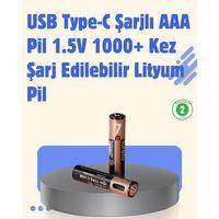 Usb Type-c Şarjlı Aaa Lityum Pil | 1.5v Sabit Voltaj, 1000+ Şarj Döngüsü İle Uzun Ömür