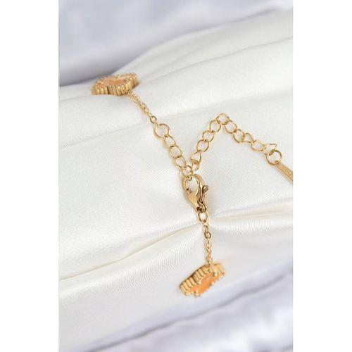 316L Çelik Sedefli Turuncu Gold Renk Yonca Kadın Bileklik - TJ-BB7668