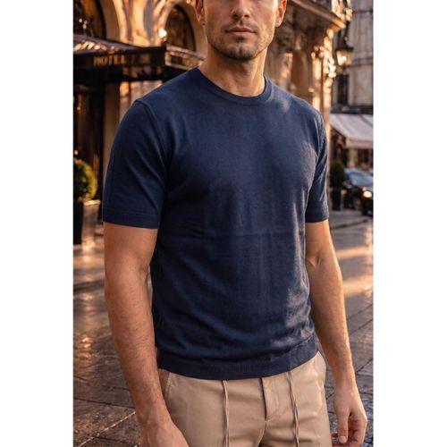 Kwon Bisiklet Yaka Basic Kısa Kollu İnce Triko Erkek T-Shirt - Lacivert