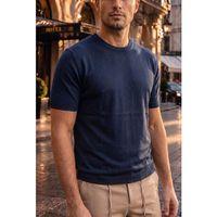 Kwon Bisiklet Yaka Basic Kısa Kollu İnce Triko Erkek T-Shirt - Lacivert