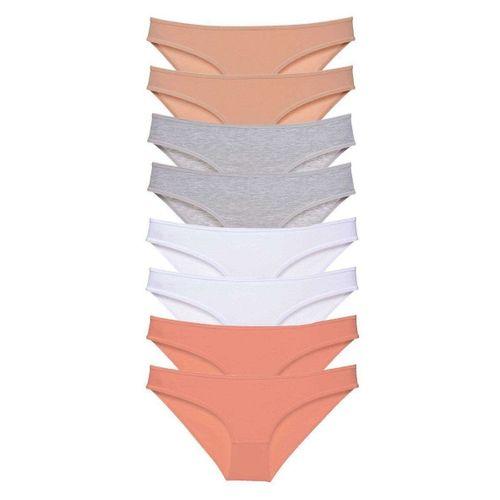 8 Adet Süper Eko Set Likralı Kadın Slip Külot Ten Gri Beyaz Pudra