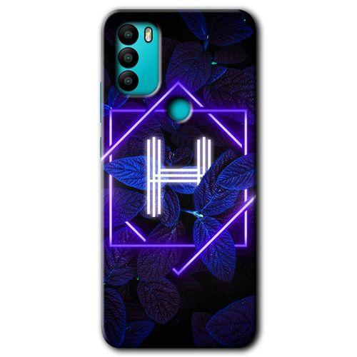 General Mobile GM 21 Plus Kılıf HD Desen Baskılı Arka Kapak + Temperli Cam - Dark Neon Yaprak H Harfi