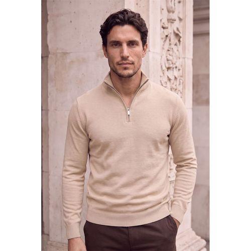 Lars Selanik Örme Kumaş Yarım Fermuar Erkek Sweatshirt - Çakıl