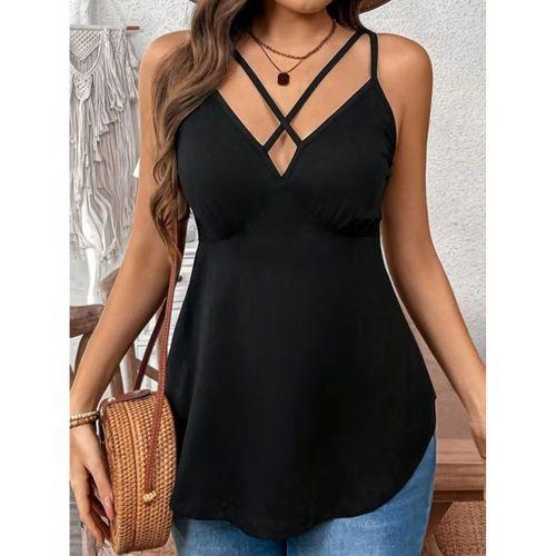 Kadın önden çapraz Askılı Uzun Vıskon Bluz