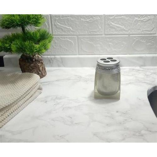 2 Adet Diş Fırçalık Kristal Taşlı Gümüş Poliresin 7X7X10Cm Banyo Seti