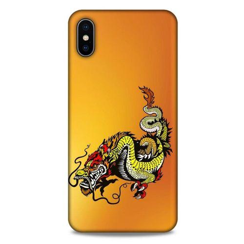 Apple iPhone XS Max Kılıf Dragons (28) Arka Kapak Tatoo Sarı Ejderha
