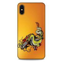 Apple iPhone XS Max Kılıf Dragons (28) Arka Kapak Tatoo Sarı Ejderha