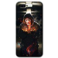 Oppo Rx 17 Neo Kılıf HD Desen Baskılı Arka Kapak + Temperli Cam - V for Fire