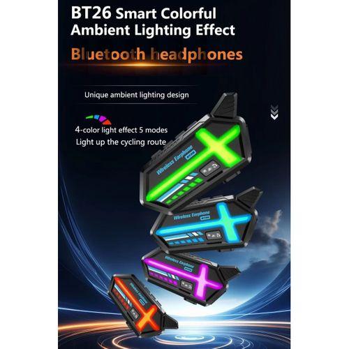Bt26 Motosiklet Kask Kulaklık Bluetooth Rgb Işıklı 2 Eşleşme Özellikli 1000 Mah Intercom