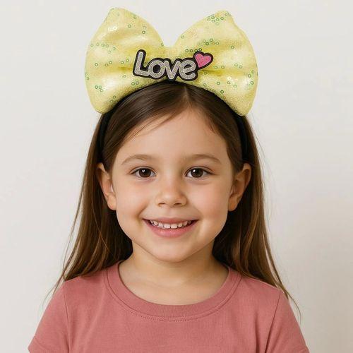 Eğitici Oyuncak LED Işıklı Love Yazılı Sarı Fiyonk Taç – Kız Çocuk Parti Tacı