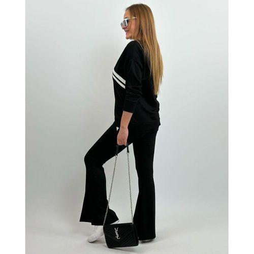 Kadın Uzun Kollu V Yakalı şerit Detaylı Viskon Iki Iplik Bluz Ve Pantolon Ikili Takım