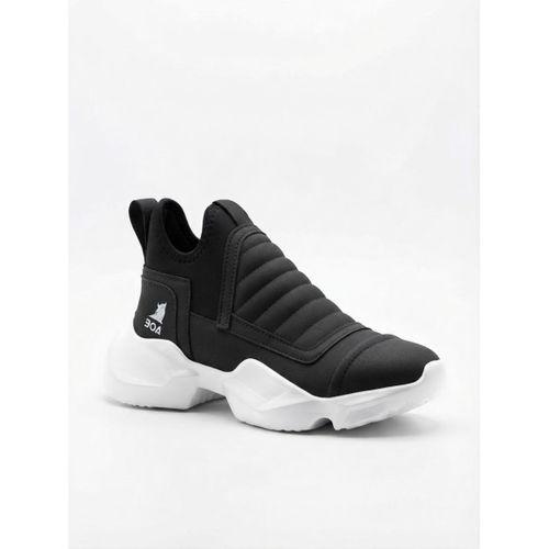 BA0401 Bağcıksız Rahat Yüksek Taban Siyah Erkek Spor Yarım Bilek Bot
