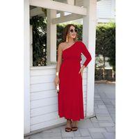 Kadın Uzun Kollu Tek Omuz Detay Krep Elbise