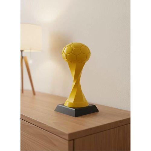 Futbol Toplu Sarı Kupa 21cm Masaüstü Dekor Ödül Figürü