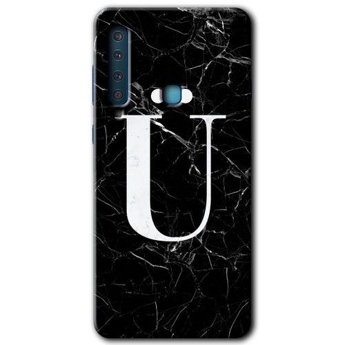 Potkal Hediye Fabrikası Samsung Galaxy A9 2018 Kılıf HD Desen Baskılı Arka Kapak - Siyah Mermer Desenli Ü Harfi