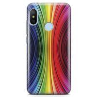 Xiaomi Mi A2 Lite Kılıf Asimetrik Gökkuşağı Arka Kapak Koruma Desenli Full Koruyucu