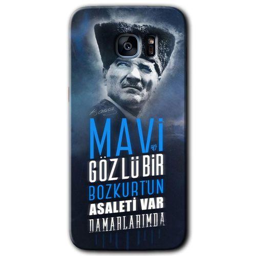 Potkal Hediye Fabrikası Samsung Galaxy S7 Edge Kılıf HD Desen Baskılı Arka Kapak - Bozkurt Atatürk