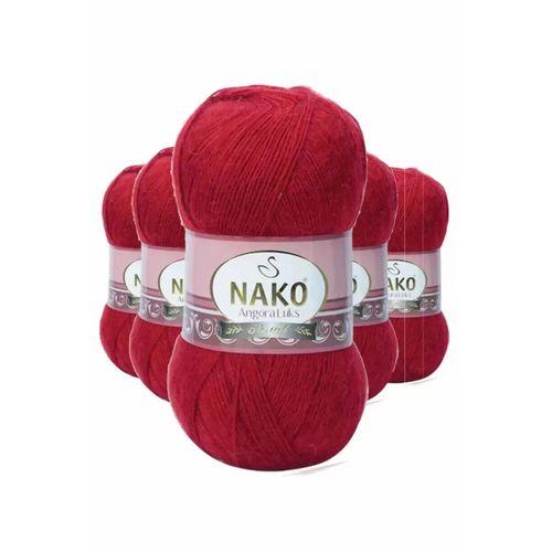 5 Adet Angora Lüks El Örgü İpi Koyu Kırmızı 1175