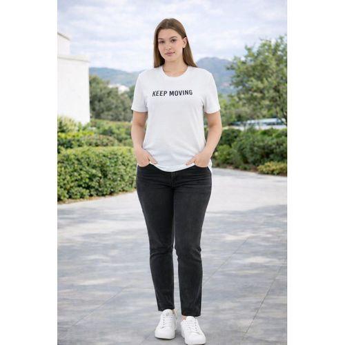 Baskılı Bisiklet Yaka Pamuklu T-shirt