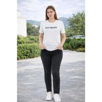 Baskılı Bisiklet Yaka Pamuklu T-shirt